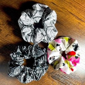 3 PCS Set Scrunchies, Cotton And Silk Satin Scrunchies